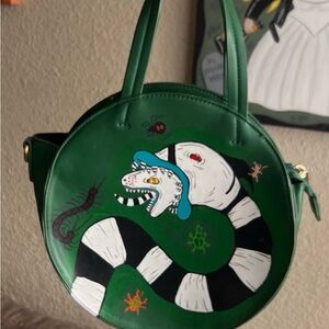 Beetlejuice Sandworm Hand Painted Green Bag New